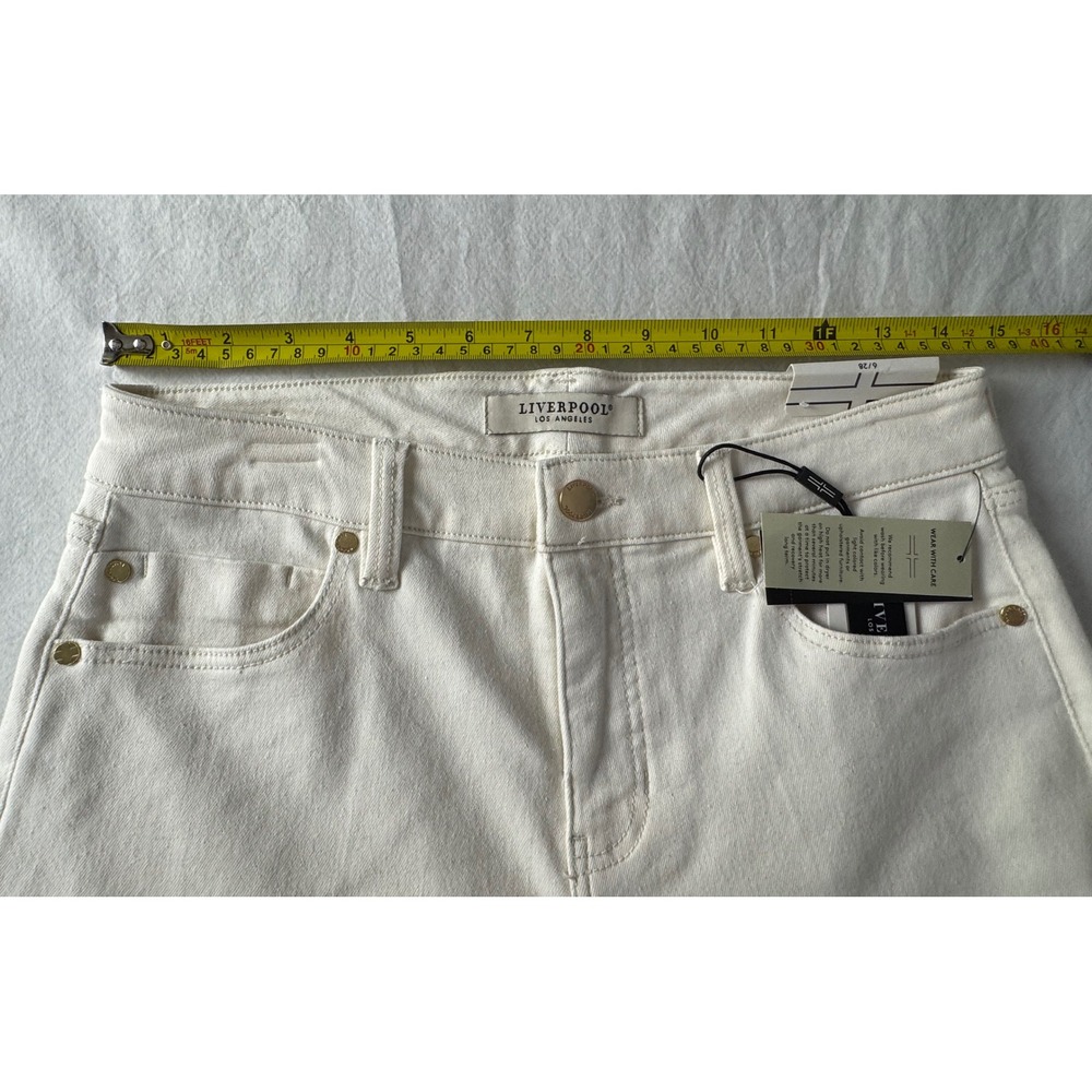 Liverpool Los Angeles Hannah Wide Leg Crop Jeans Cream Off-White Size 6/28 - Picture 5 of 11
